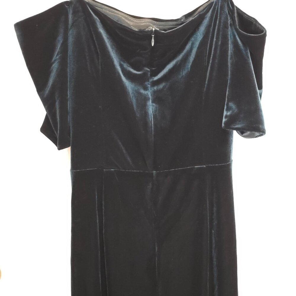 Vince Camuto Off-The-Shoulder Green Velvet Cocktail Holiday Party Dress Size 14 - Picture 11 of 16